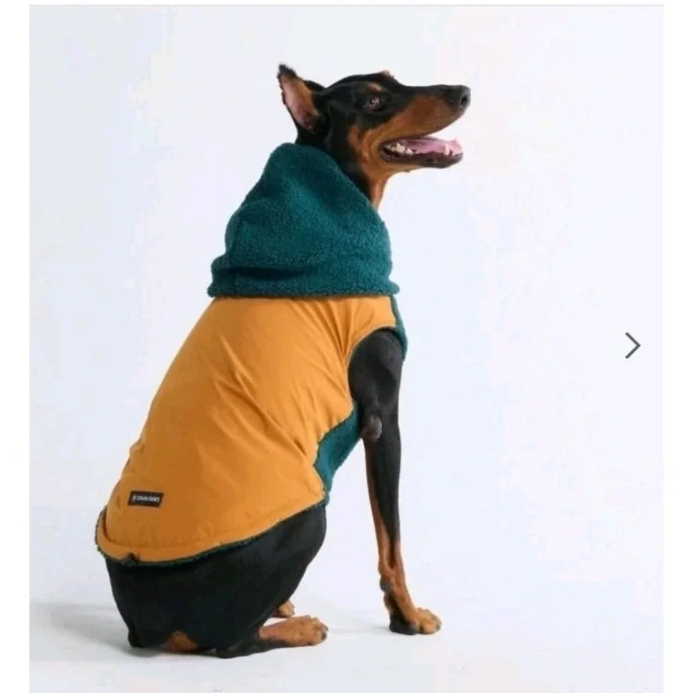 Spark Paws Orange & Green Fleece Reversible Dog Hoodie Sweater 2XL Big Dogs NEW‎